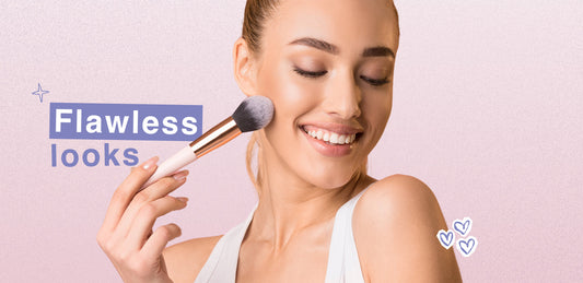 Happy woman using an InBella Beauty Makeup & Vanityt Mirror