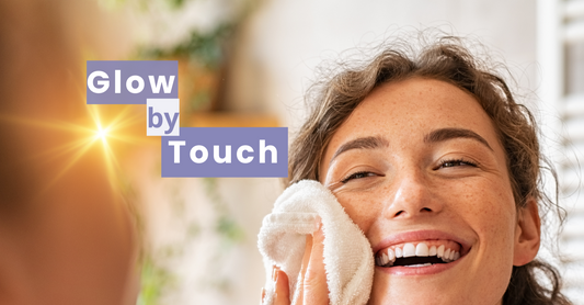 happy woman with glow by touch